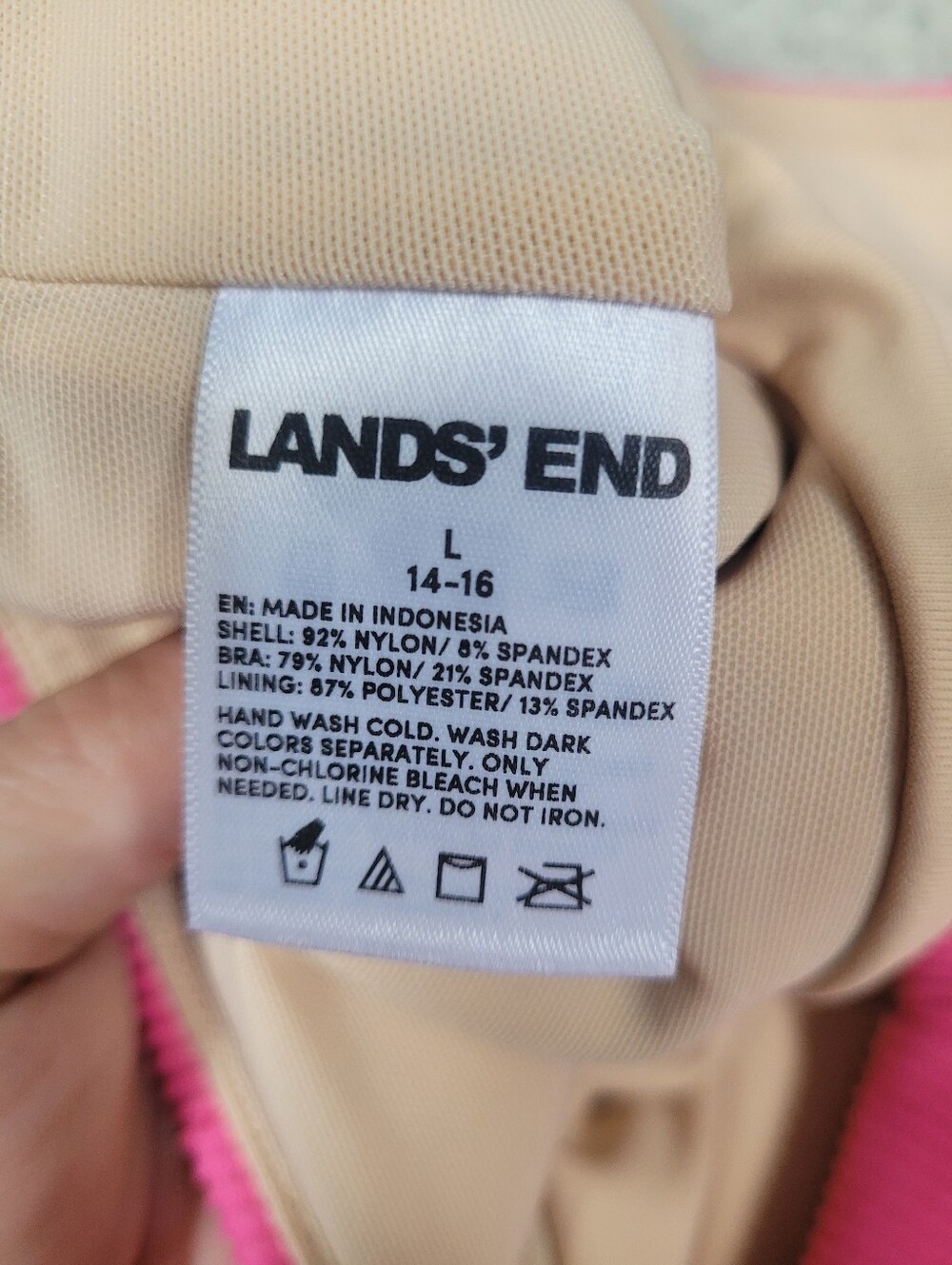 Lands’ End Pink Tugless Ribbed Midkini and High Waisted Bottom Swim Set Large - Picture 9 of 11